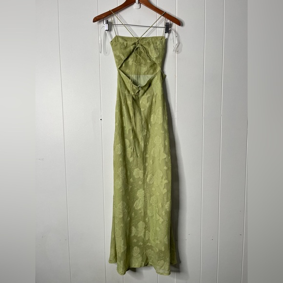 Hello Molly Rainbow Glow Midi Dress in Sage Green Lace Up Back Floral Size S - Picture 3 of 10